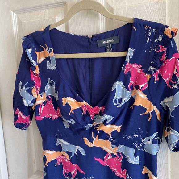 ModCloth M neon stampede dress with horse print - Picture 5 of 9